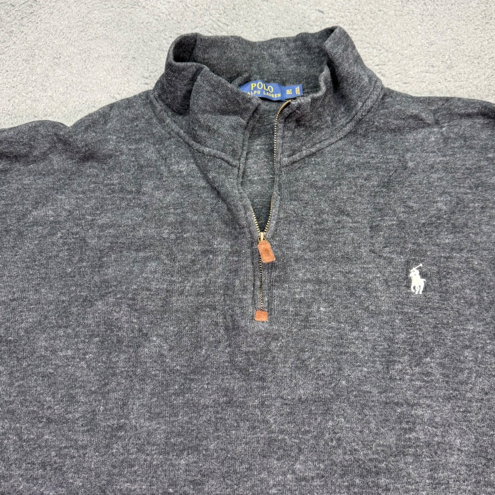 Polo Ralph Lauren Quarter Zip Pullover Mens XLT Gray Tall Long Sleeve Knit Logo